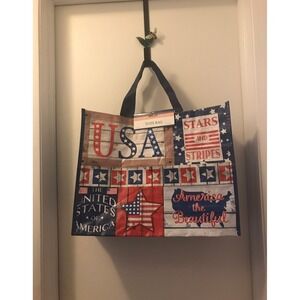 USA America the beautiful Resuable  Plastic Tote Bag NWT